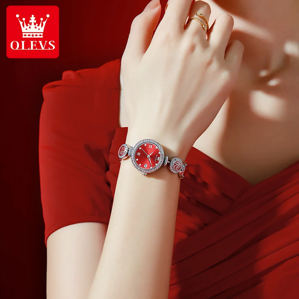 OLEVS 5630 Women Watch Luxury Brand Diamond Watch Date Waterproof Clock Quartz Watch Exclusive Blessing Bracelet Women Watch 2