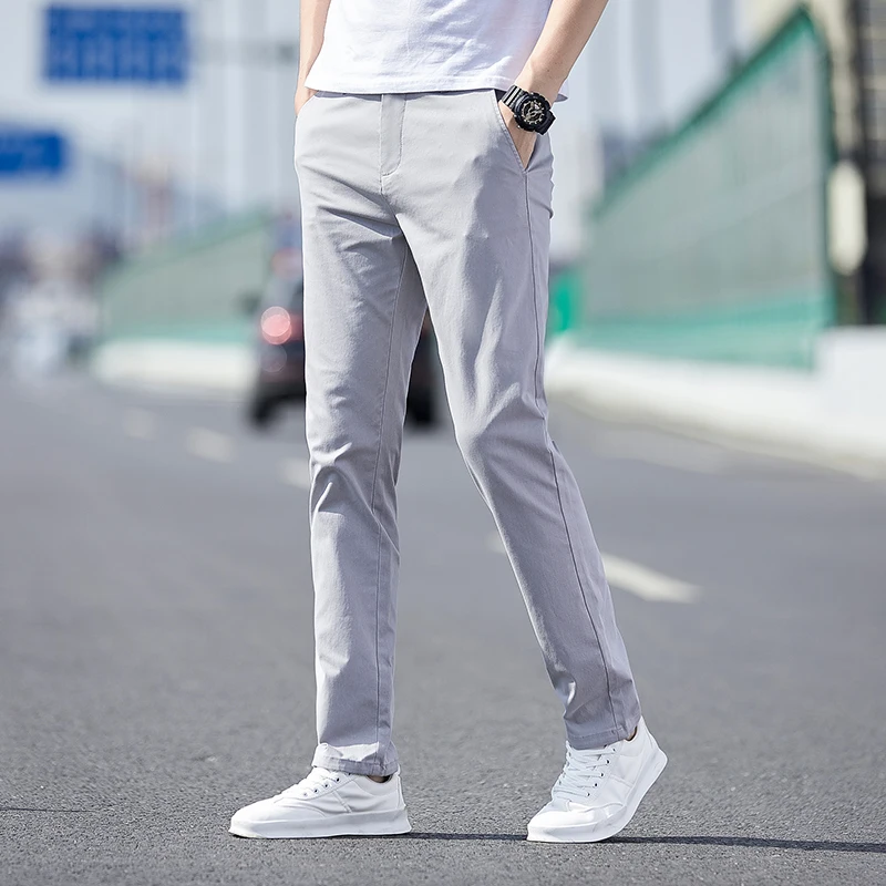 Men's Clothing Business Casual Pants Straight 2024 Spring Summer Autumn Solid Color All-match Button Pockets Spliced Trousers