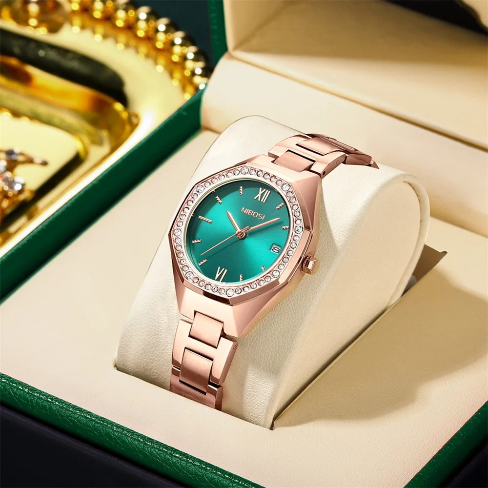 Модные кварцевые часы NIBOSI с алмазным