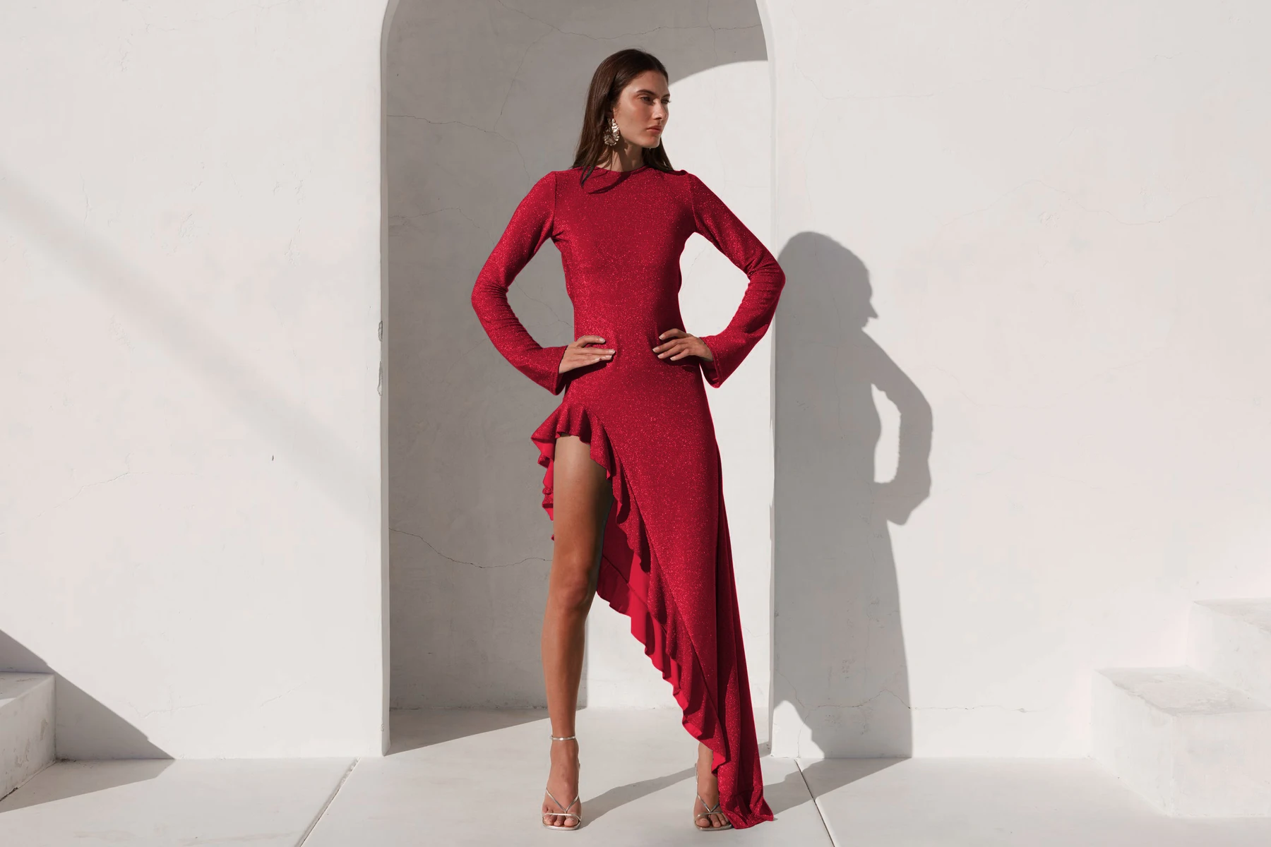 Elegant Long Sleeved Irregular Dress Women High Elasticity Tight Sexy Backless Evening Dress Slim Party Club Vestido