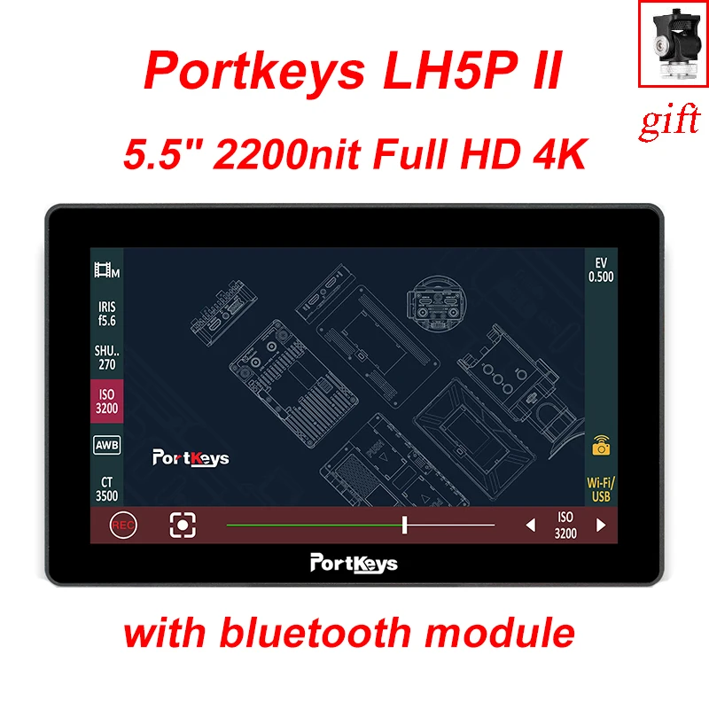 Portkeys LH5P II Monitor 5.5" 2200nit Full HD 4K HDMI Touch screen with bluetooth module for canon sony Z CAM BMPCC4K BMPCC6K