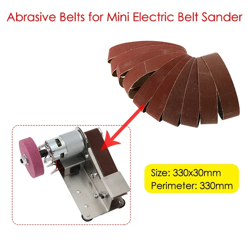 10/20/50PCS Abrasive Belts for Mini Electric Belt Machine 330x30mm P120/320/600/800/1000Belts Polishing Machine Sander Accessory
