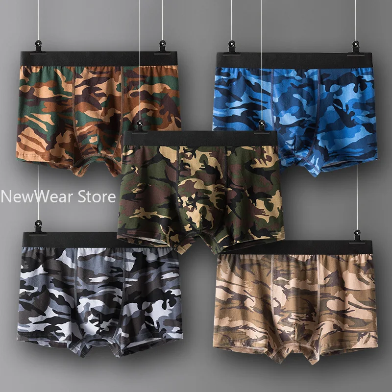 

Sports Underwear Boxer Men Camouflage Men's Underpants Cotton Shorts Trunks Man Large Size Long Boxers For Men Gift