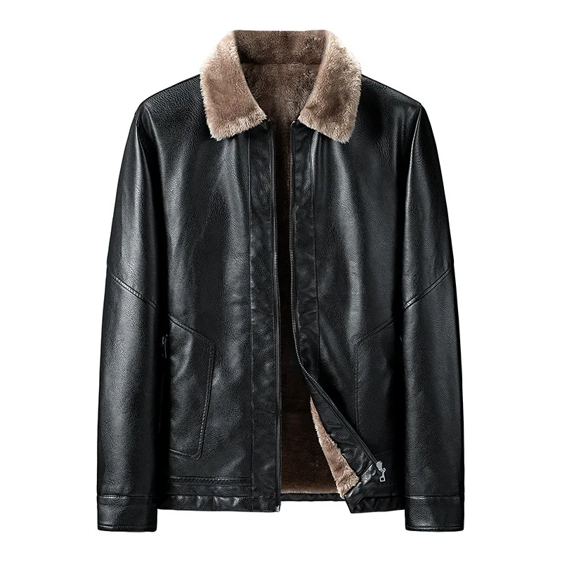 

Mens Leather Jacket PU Velvet Inner Warm Winter Clothes Wholesell Price trench coat Artificial Jacket For Man Size L-4XL