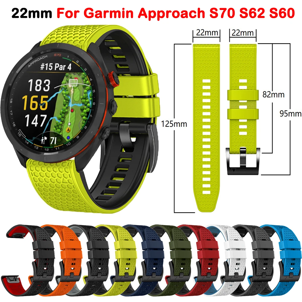 

Quickfit 22mm Silicone Strap For Garmin Approach S70 S62 S60 Epix Pro 2 47mm Forerunner 955 945 935 D2 Mach 1 Wristband Bracelet