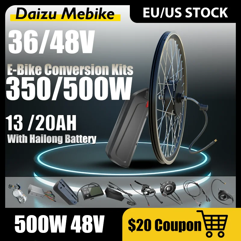 

Комплект для переоборудования электрического велосипеда, 36 В, 48 В, 350 Вт, 500 Вт, передний привод, 13 Ач, 20 Ач, литиевая батарея с ЖК-дисплеем, колесо двигателя 500 Вт, 48 В