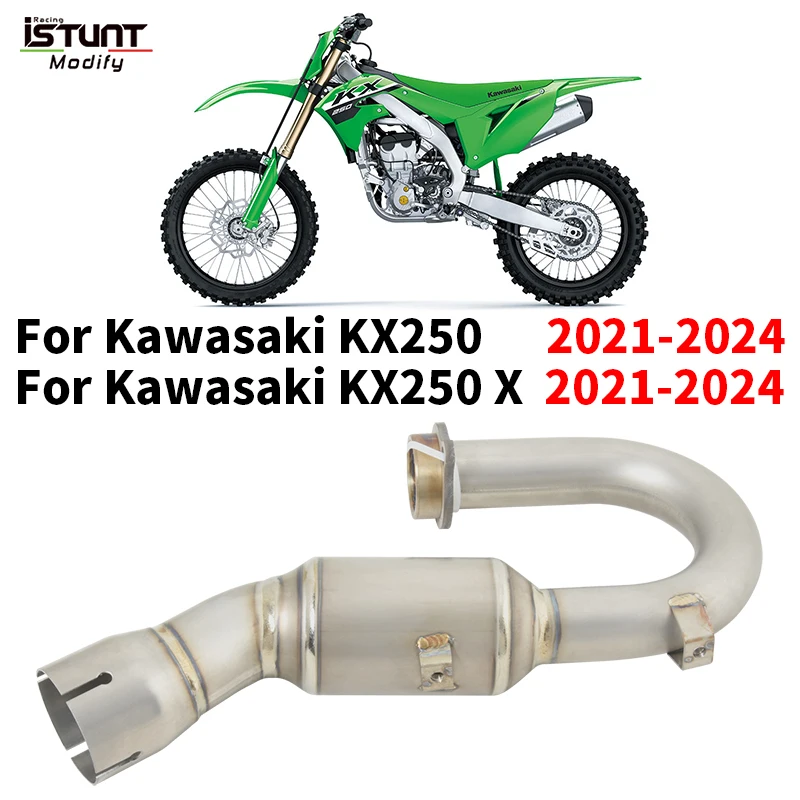 

Слипоны для Kawasaki KX250 KX 250X2021 2022 2023 2024 мотоциклетная система выхлопной трубы из титанового сплава Передняя звеньевая труба