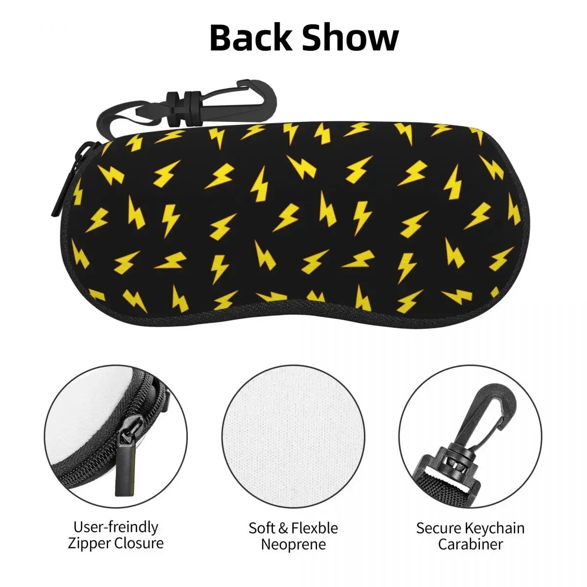 Yellow Lightning Bolts On Red Thunder Bolt Shell Glasses Case Protector Sunglasses Box Women Men Soft Eyeglasses Bag Pouch