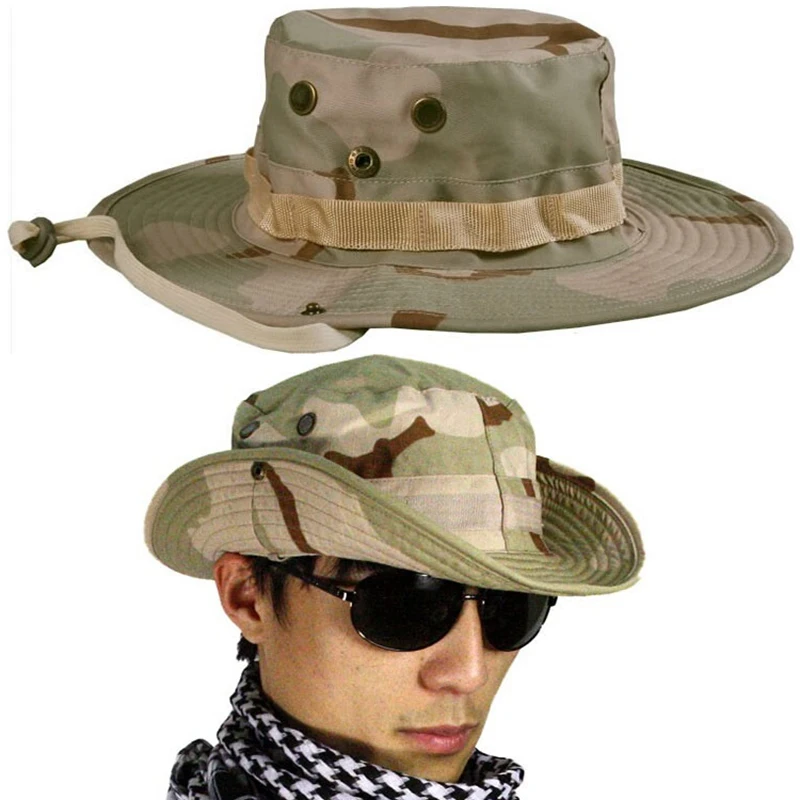 Boonie Hat Outdoor Wide Brim Sun Protect Hat Classic US Combat Army Style Bush Jungle Sun Cap for Fishing Hunting Camping Unisex