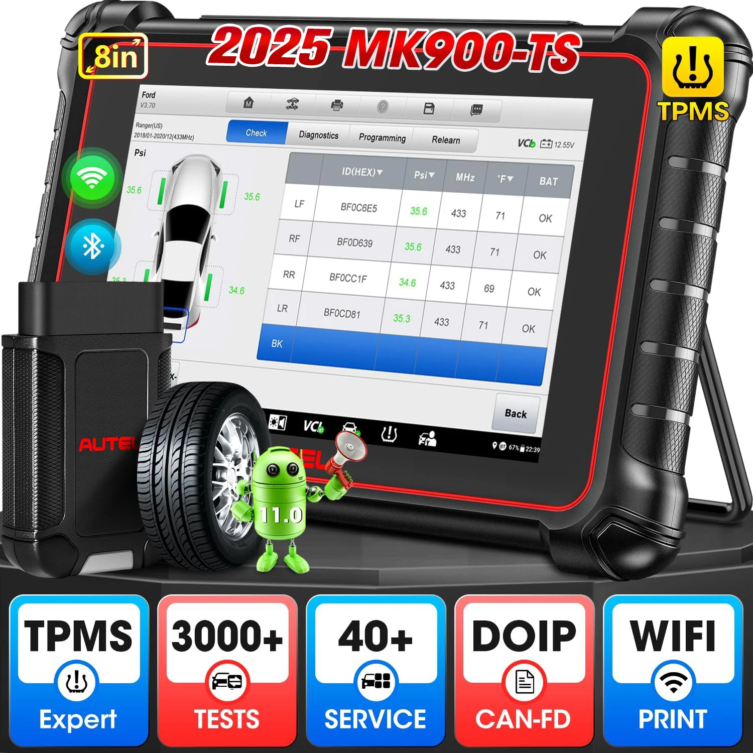 Autel-車の双方向診断ツール、maxicom mk900ts MK900-TS、フルtpms機能