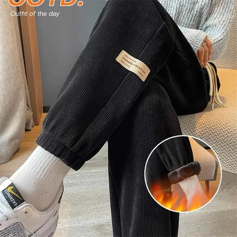 

Add Velvet Sweatpants Women Thicken Warm Autumn Winter New Trousers High Waist Harun's Pants Legs Leisure Chenille Pants Female