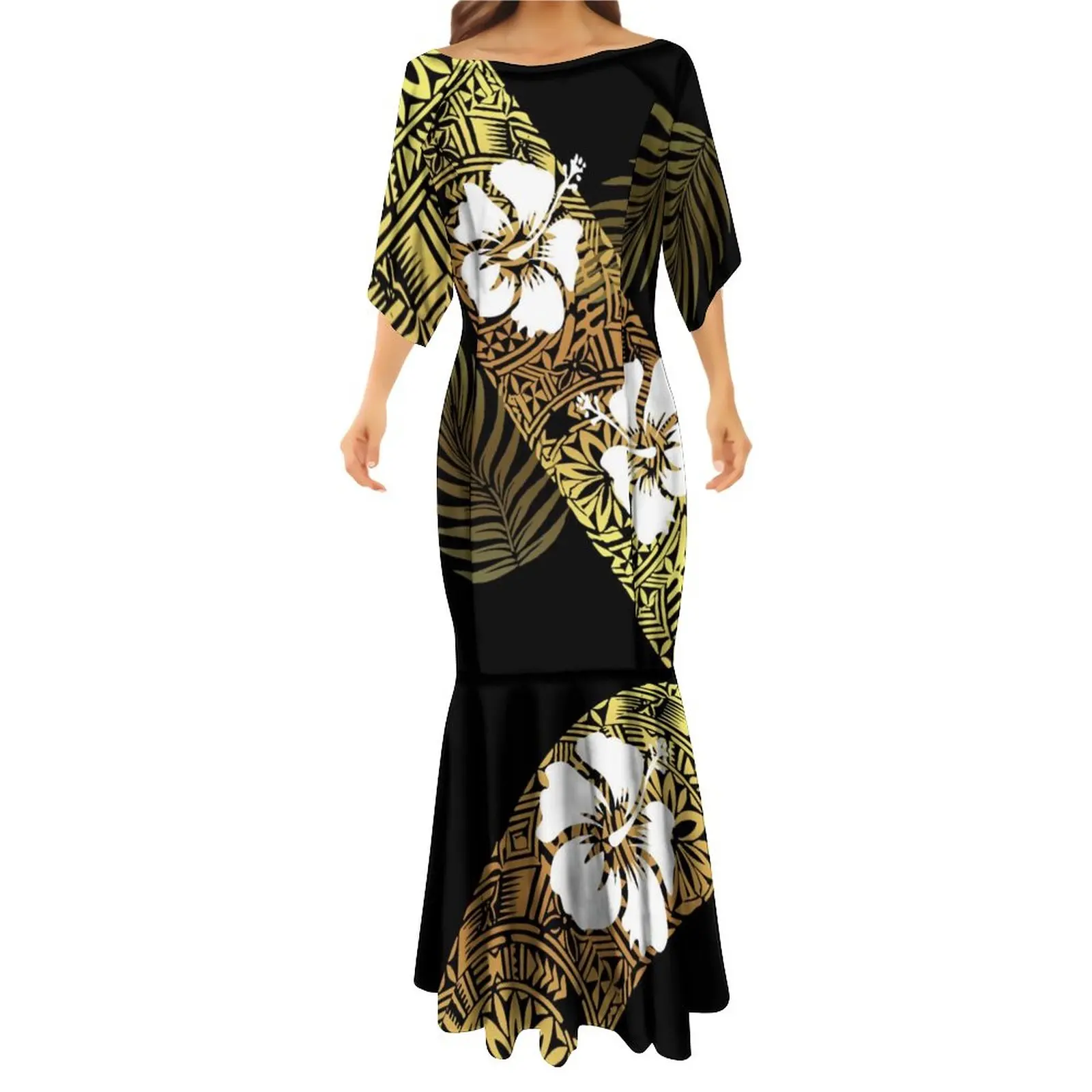 

Оптовая продажа, индивидуальное платье с узорами Puletasi, полинезийская племенная Повседневная обтягивающая Сексуальная Клубная одежда для вечерние НКИ, комплект из 2 платьев для женщин