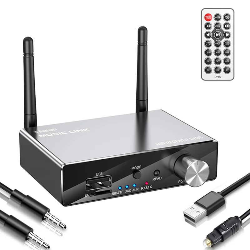 

Bluetooth 5.3 Receiver Transmitter Stereo Low Latency AUX 3.5Mm Jack Optical Wireless Music Audio Adapter Remote Control Set Kit