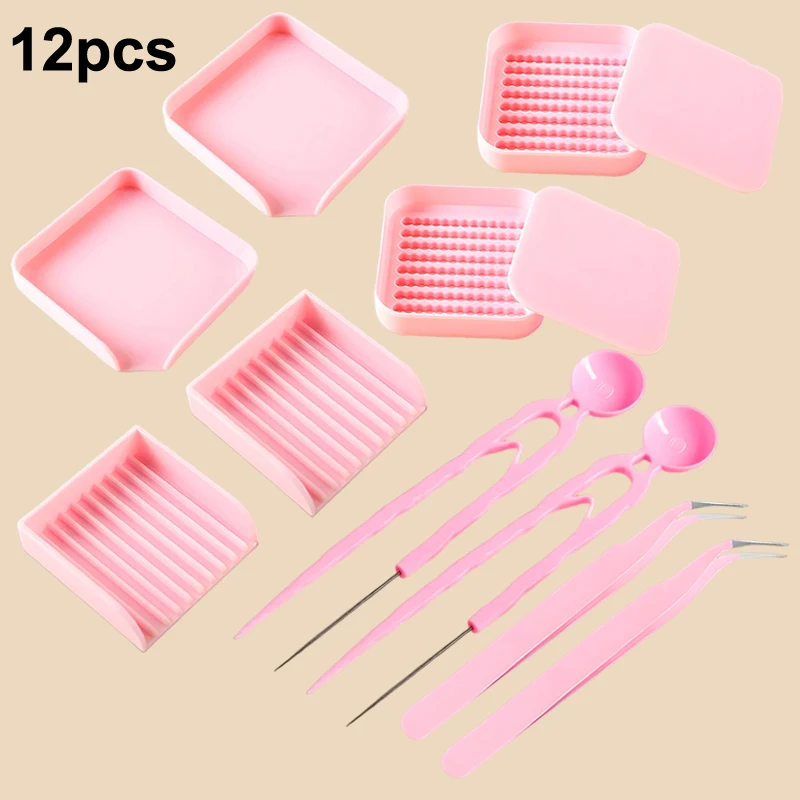 12개/세트 핑크색 핀셋 하마 비즈 클립 수제 DIY 2.6mm 도구 펜 니들 삽 플레이트 핀셋 하마 비즈 도구용