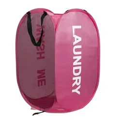 Durable Folding Laundry Basket and Storage Organizer with Breathable Mesh Design (Pink)