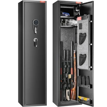 SucceBuy 3-8 Rifles Gun Safe w/ Digital Keypad & Lock Gun Storage Cabinet with Removable Storage Shelf for Home Long Gun Pistols 1