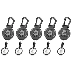 Heavy Duty Retractable Keychain and Badge Holder Set, Tactical Design with 31.5” Steel Cord (5 PACK)