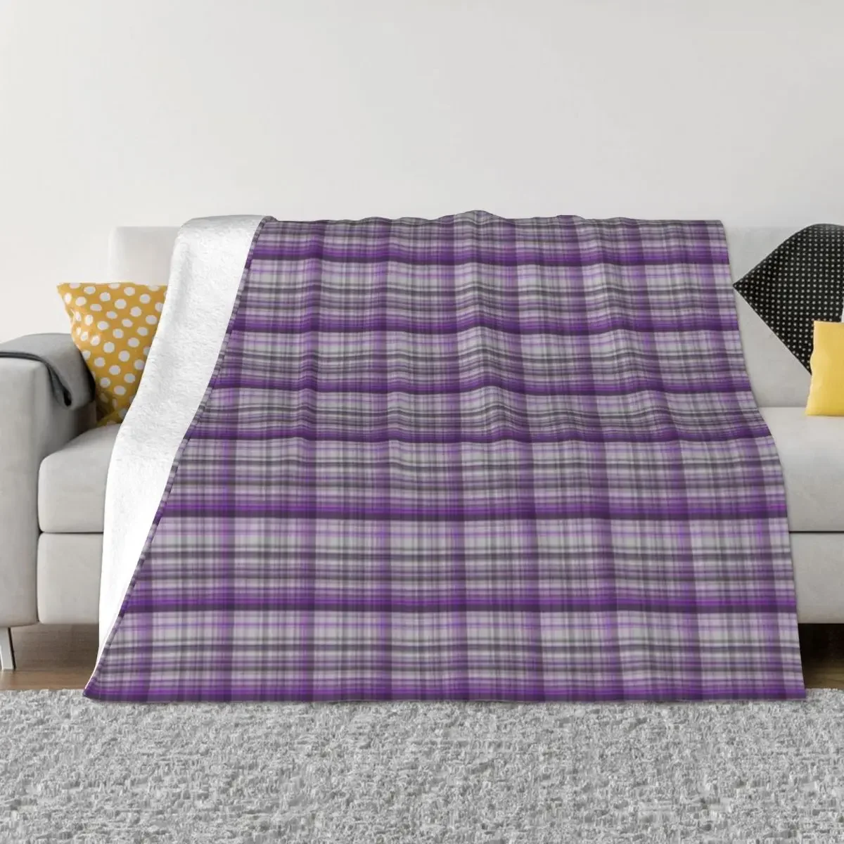 

Tartan - Purple and grey Throw Blanket Flannels Vintage Blankets