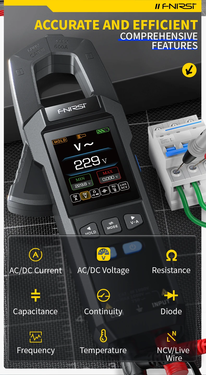 DC AC Clamp Seter 10000 Count Digital Multimeter 600A Current Clamp Tester NCV M
