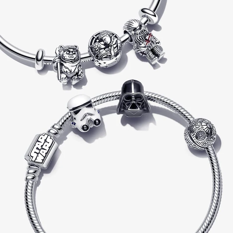 Silver charm bead Charm plata de ley 925 Silver Disney Star Warsries Mandalorian Helmet Charm Bead Fit Original brand bracelet Birthday Gift