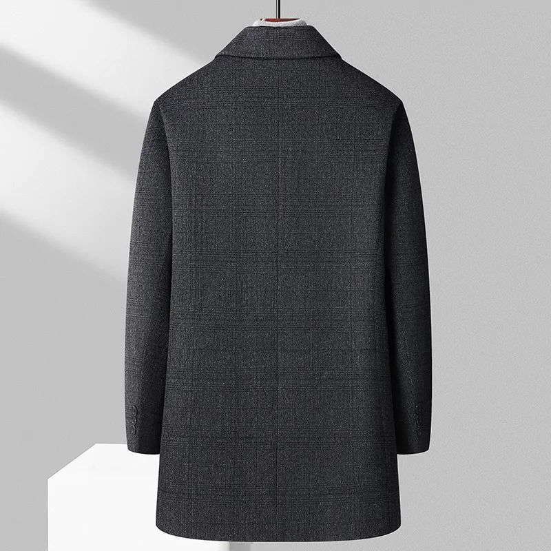 BATMO 2024 New Arrival Winter Top quality white duck down liner wool trench coat men,male thicked warm overcoat size M-4XL 9915 4