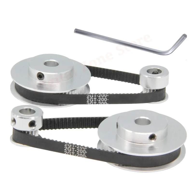 

2Kit 2GT Synchronous Wheel 20&60 Teeth 1:3 8mm Bore Timing Pulley Wheel with 2Pcs 200mm GT2 Timing Belt Width 6mm (20-60T-8B-6)
