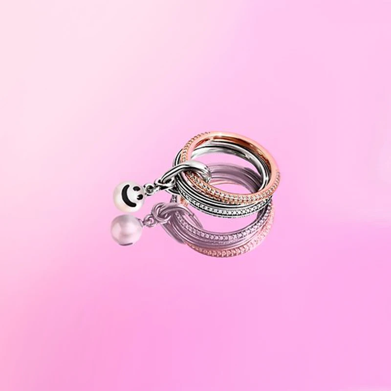 

Kakany 2021 New Me Series 100% High Quality S925 Sterling Silver Happy Ring Set Female Fashion Diy Playful Matching Accessories