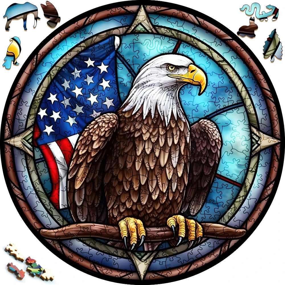 Creative Wooden Puzzle Ferocious Eagle Funny Toy Animal Wood Puzzles Smart Games Round Shaped Jigsaw Puzzle Best Gift For Adults dick winters and his easy company lounging at eagle s nest hitler s former residence in the bavarian alps 1945 jigsaw puzzle