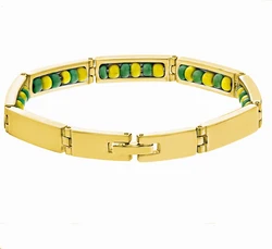 Vibrant Religious Stainless Steel Bracelet with Yellow Beads (Gold color 1)