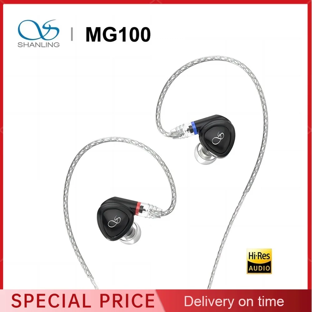 

SHANLING MG100 Dynamic HiFi Music Earphones IEM Hi-Res Audio Earbuds MMCX 3.5mm+4.4mm Plug Headset