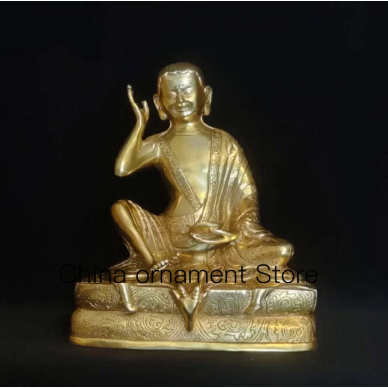 

19cm Bronze Buddha Auspicious Milarepa Respect Buddha Statue Milarepa