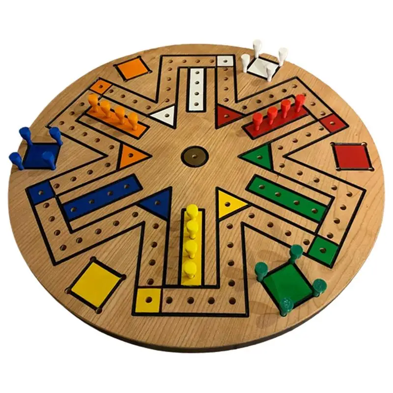 

Fast Track Game 3-6 Players Wooden Fast Track Board Game Double Sided Painted Exercise Logical Thinking Board Game Suitable For