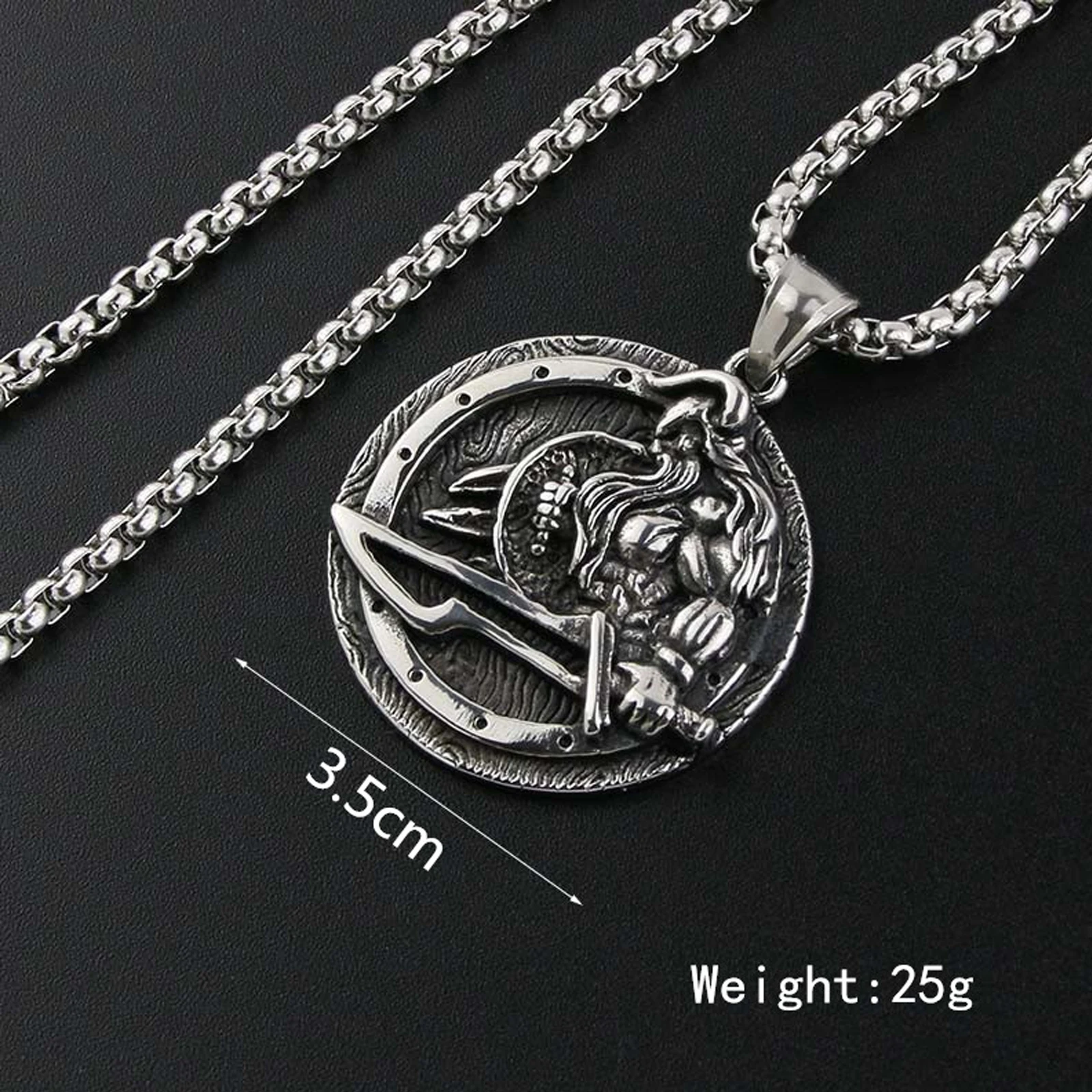 Viking Warrior Necklace Stainless Steel Men Chain Punk Rock Hip Hop Rap for Biker Rider Male Jewelry Gift