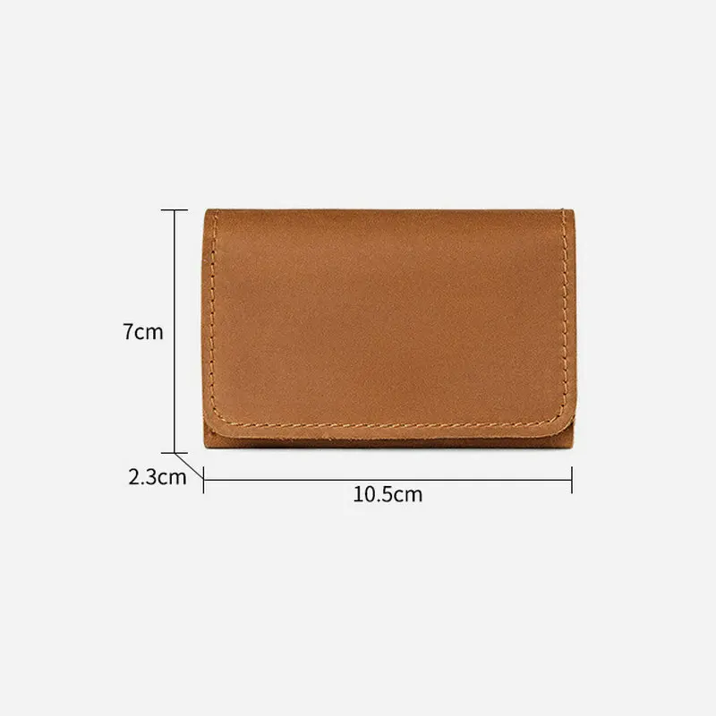 GENODERN Men's Cowhide Card Holder Crazy Horse Leather Slim Wallet with Button for Cards & Cash Stylish Credit Card Holders