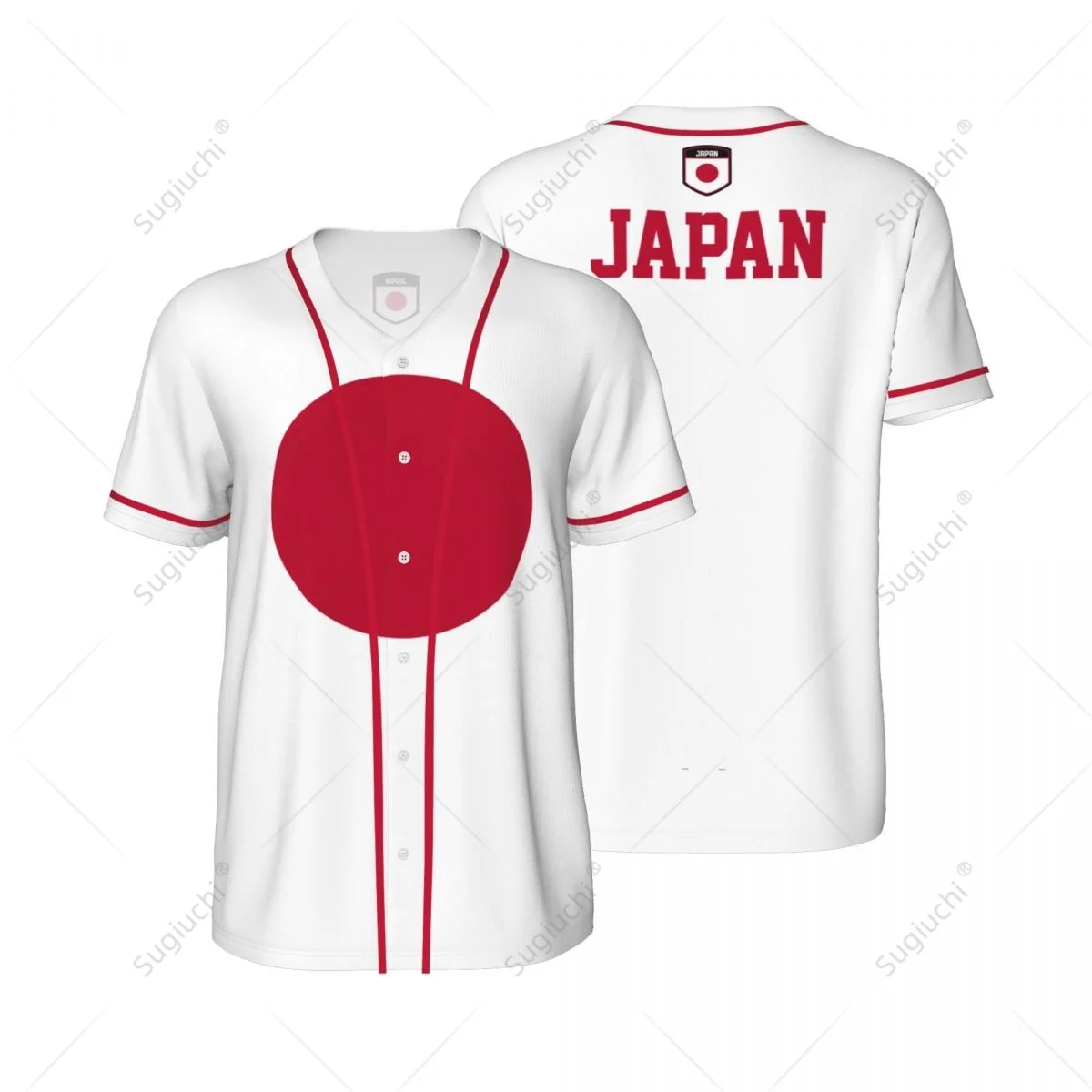 3D Printed Japan Flag Men Baseball Mesh Sports T-shirt Tees Name Nunber