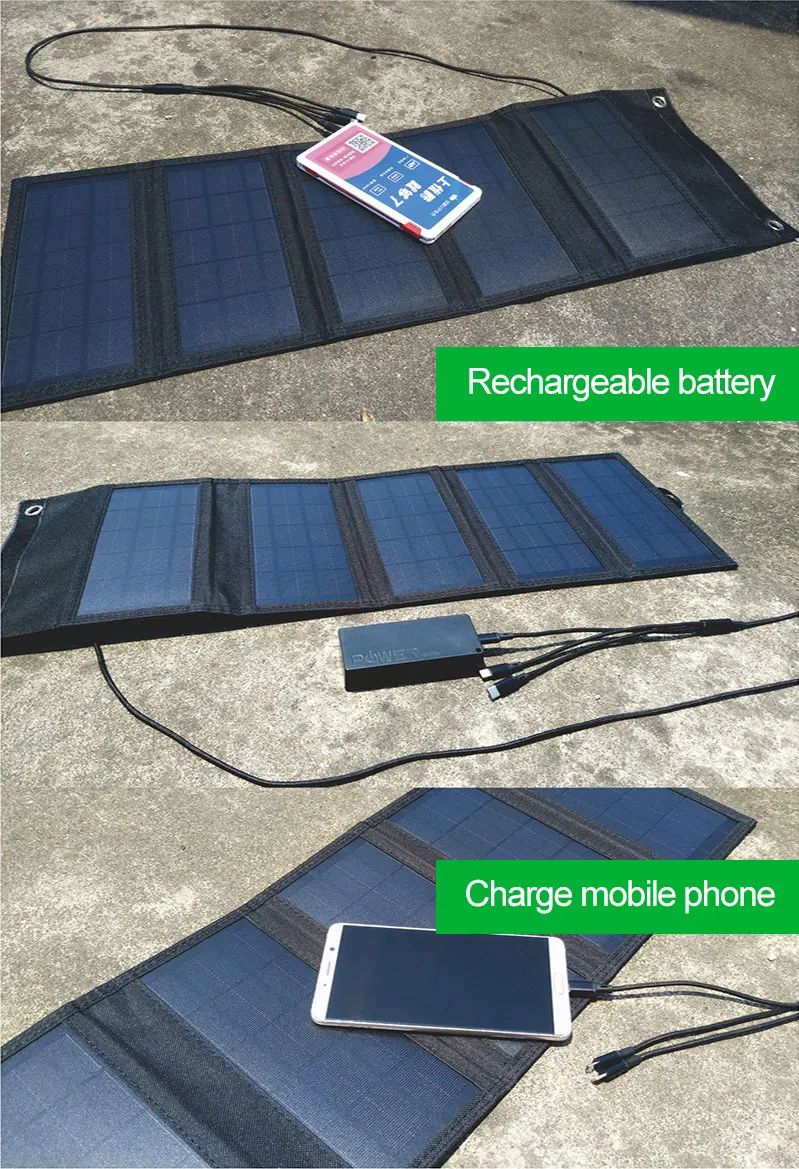 25W 30W 40W Folding Solar Panel Mobile Phone Solar Charging Board USB 2A Multi-function DC Output Photovoltaic Power Plate