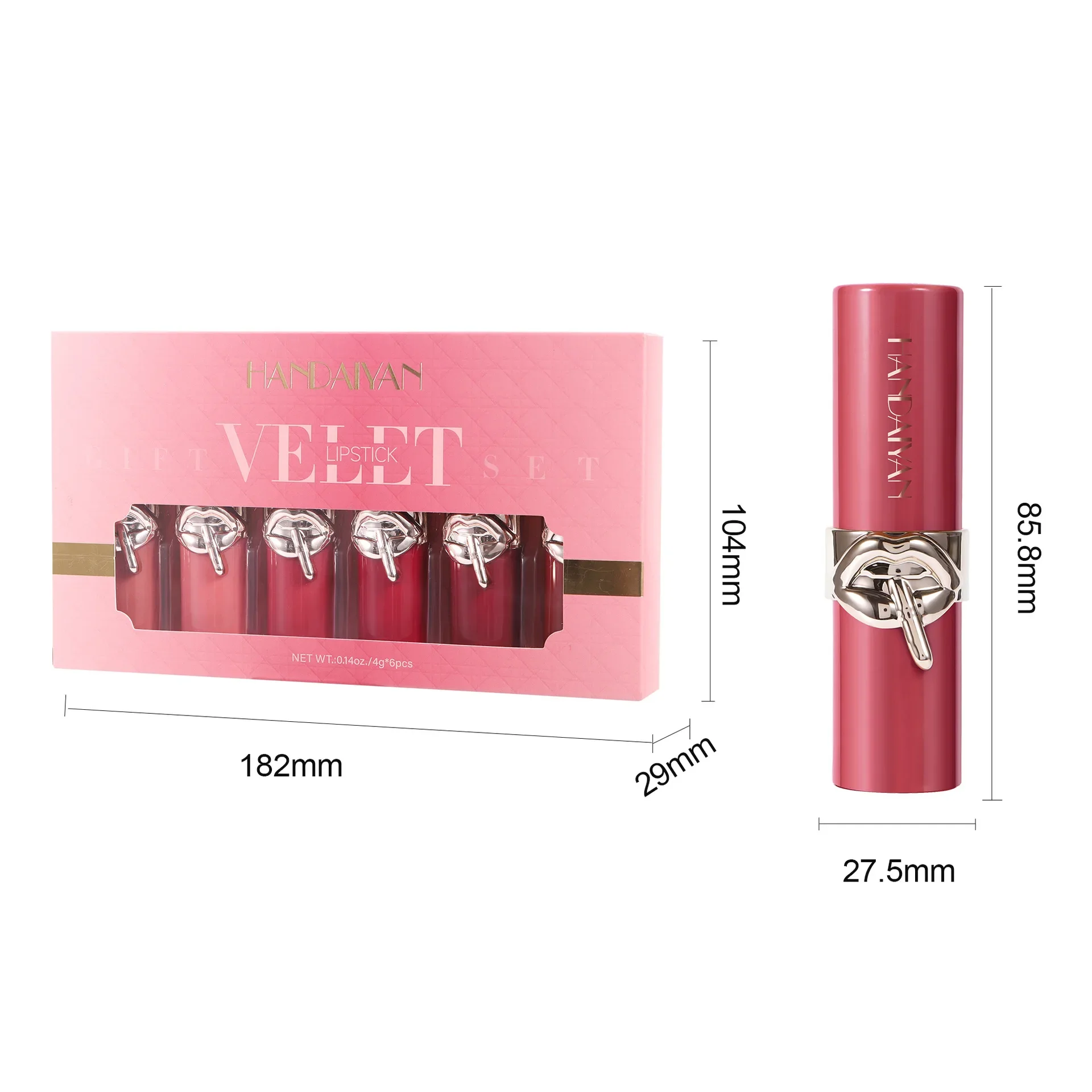 Conjunto de batons Velvet à prova d'água, alta pigmentação, acabamento matte, hidratante, não desbota, longa duração, nude avermelhado, gloss labial, cosmético de beleza sexy._voghion.com