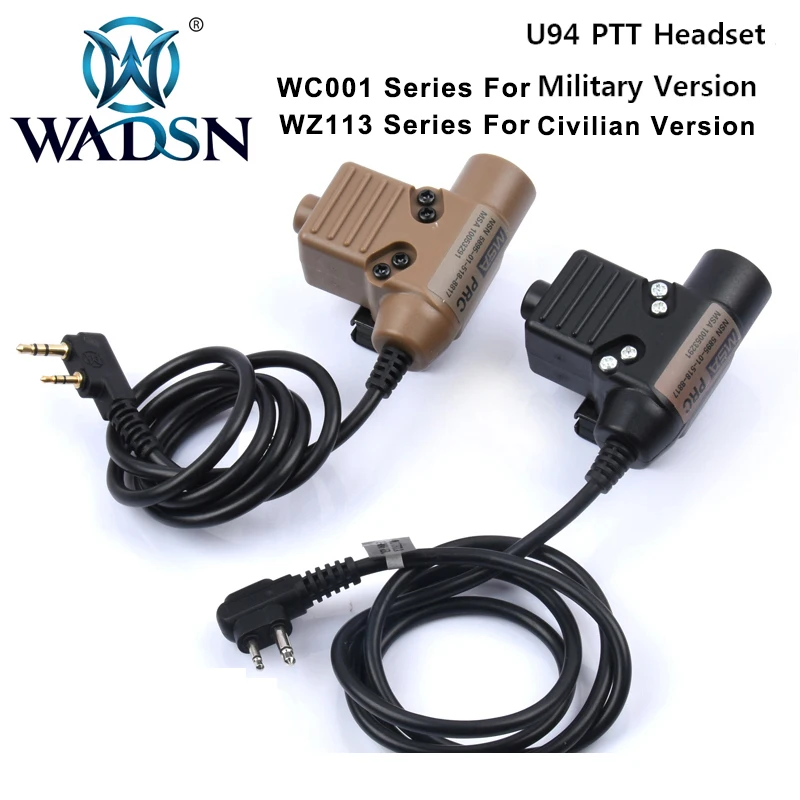Tactical Headset WADSN UP94 Kenwood PTT Fit Tactical Headset