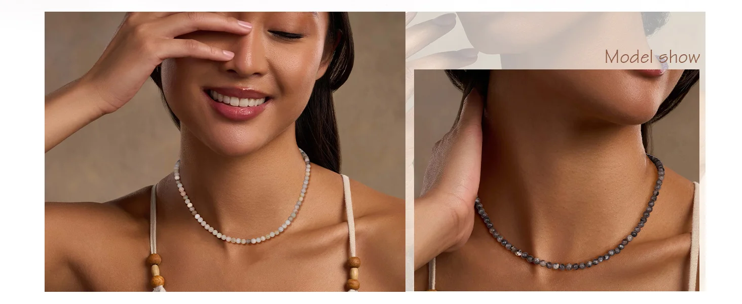 Mode Natürliche Amethyst Halsketten Für Frauen Stein 4mm Perlen Halskette Minimalistischen Lila Quarz Choker Schmuck Weiblich Männlich Geschenk – Detail 5