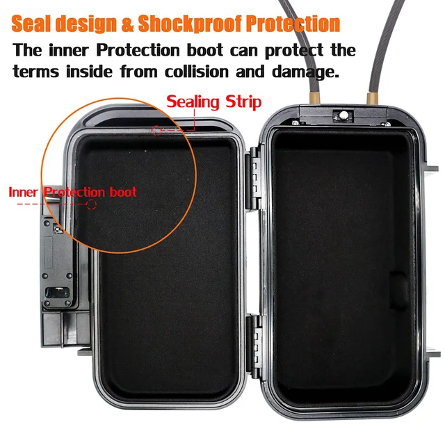 Portable Safe Box Travel Safe Box Large Capacity Security Lockbox Code Waterproof Key Lock Box with Removable Cable Handle 5