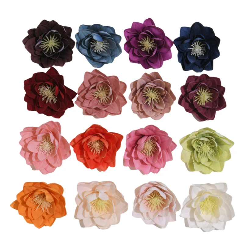 

6-7cm Exquisite Little Lotus Artificial Silk Flower Rose Heads Wedding Decoration DIY Wreath Scrapbooking Craft Fake Flowers