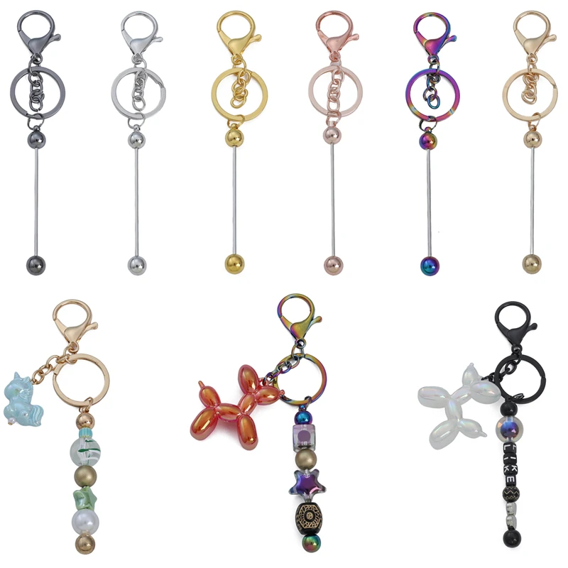 1set Wholesale Metal Keyring Bead Lobster Claw Clasp KeyChain DIY