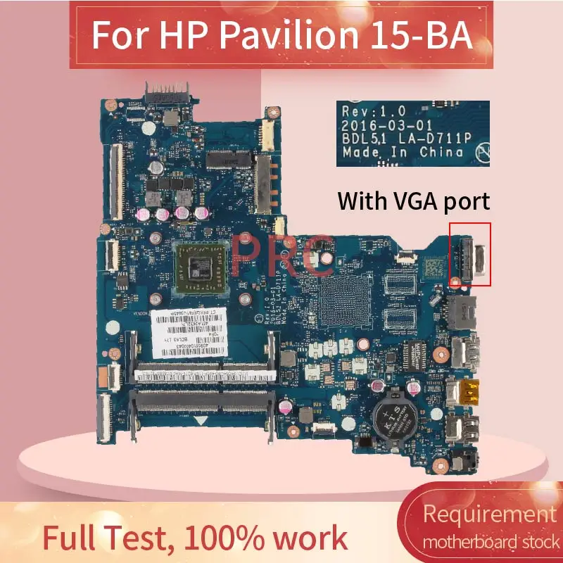 Placa-mãe para Notebook para hp Pavilion Laptop Mainboard 15-ba 15-af La-d711p La-c781p 818650501 818059601 858589-601 e1 e2 a8