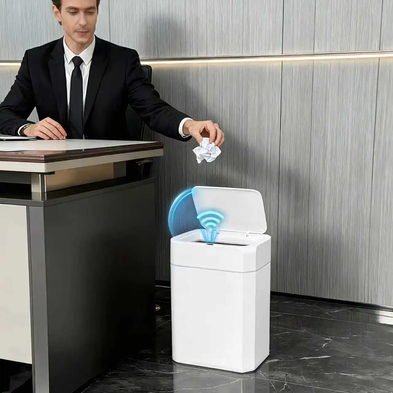 TOKA 2Pack Smart Sensor Trash Can with Lid Suitable for Bathroom Kitchen Bedroom Office Home