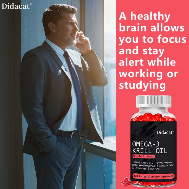 952-0e307a.jpg Didacat Omega-3 Krill Oil, Double Strength 1000mg 120 Softgels, Supports Brain Health, Memory, Cognition, Heart and Joint Health