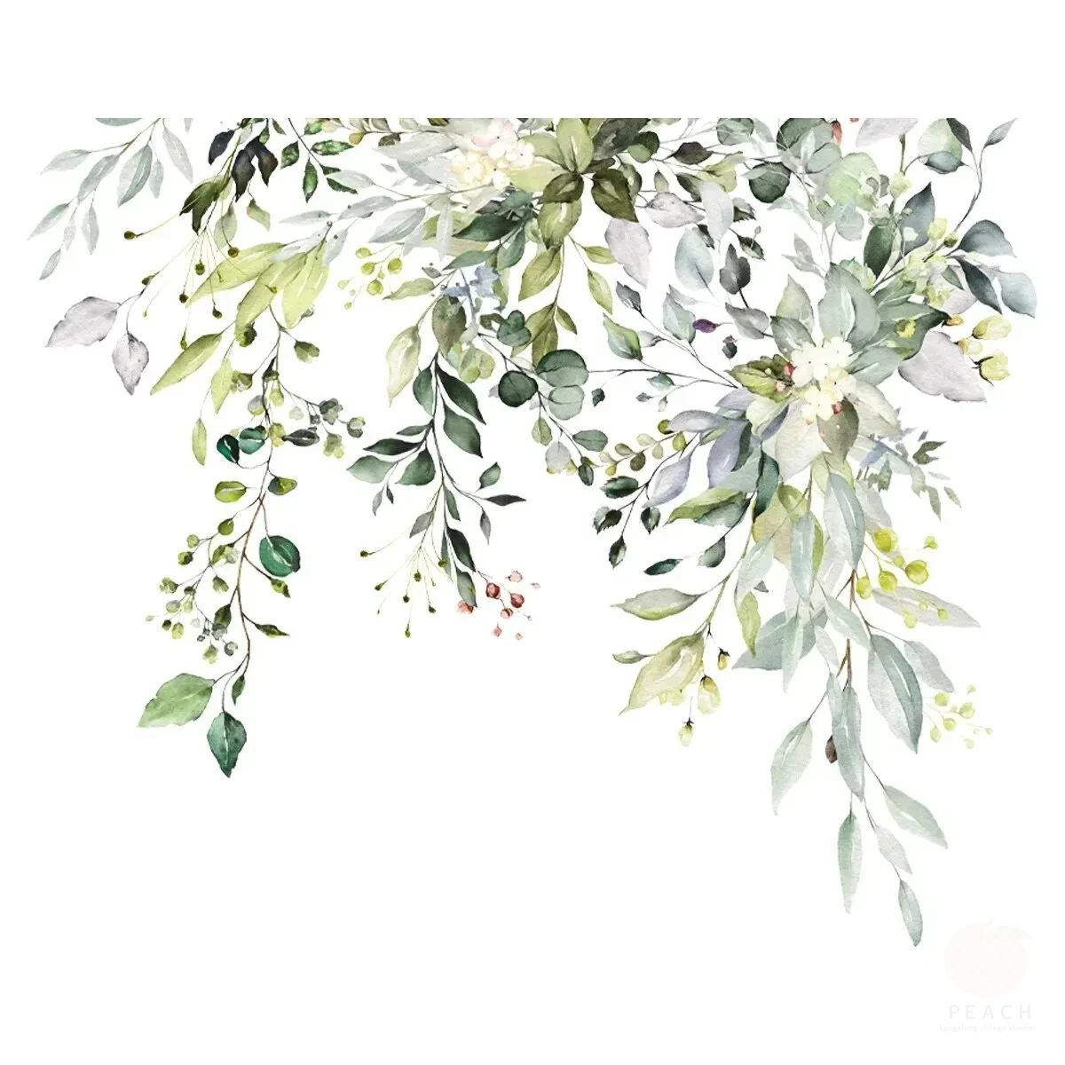 Green Plants Flowers Wall Sticker Bathroom Toilet Decor Decals Living Room Cabinet Home Decoration Self Adhesive Mural 1PCS wall sticker