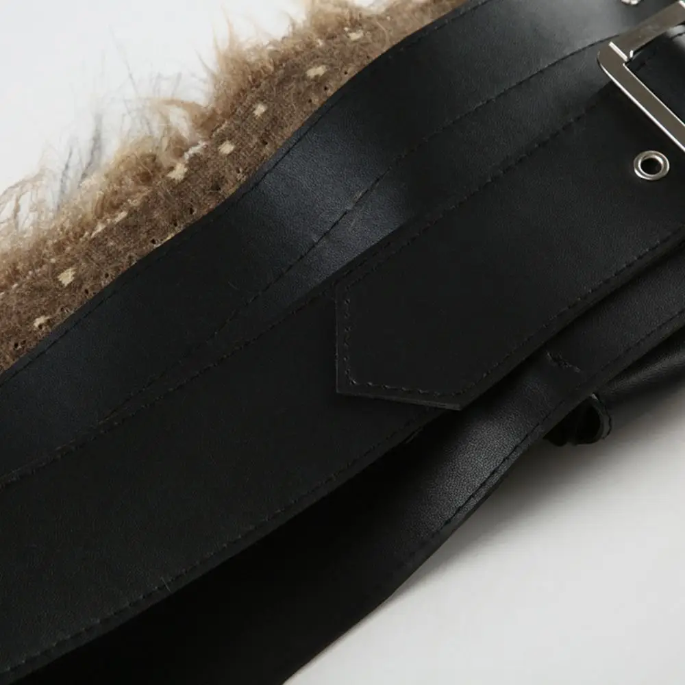 Irregular Trendy Design Faux Fur Splicing Belts Y2K Chic Mini Bag Belt Gyaru Waist Belt for Club Party