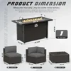 Outdoor 8-piece all-weather rattan segmented dialogue set, equipped with a glass coffee table, cushion, and fire pit table 5