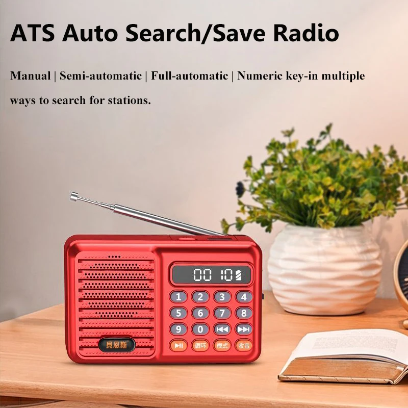 Mini Portable FM Radio LED Display Digital Radios Hifi Sound Bluetooth Speaker Wireless MP3 Music Player Support TF Card U Disk