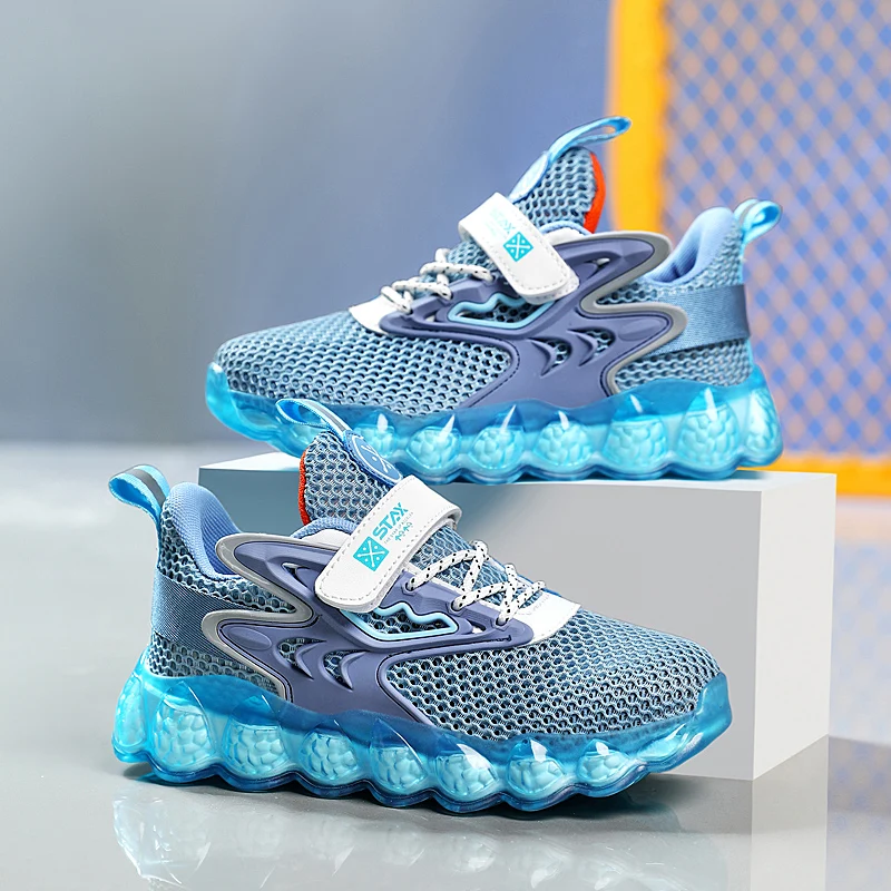 

New Young Children Casual Sneakers Girls Jelly Sole Shoes Kids Breathable Mesh Trainers Casual Air Bubule Boys Running Shoes